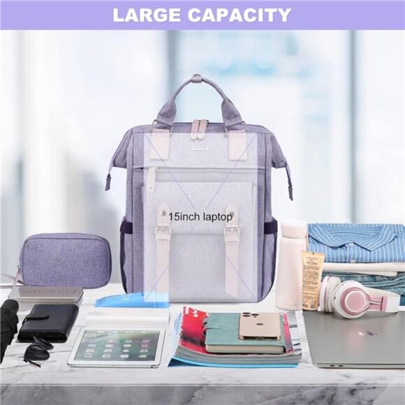 Laptop Backpack Purse for Women, Cute College School Backpack Bookbag